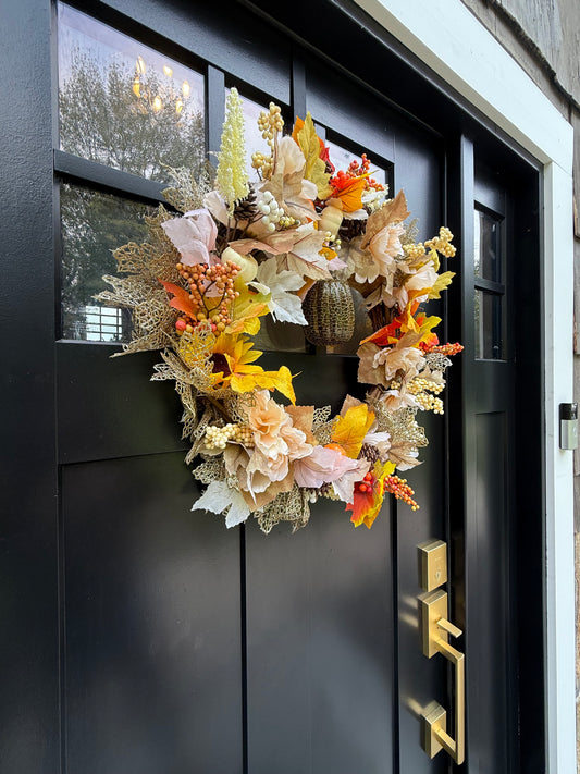 Harvest Autumn Wreath for Front Door or Home and Office Decor - Thanksgiving Front Door Wreath - Fall Decorations