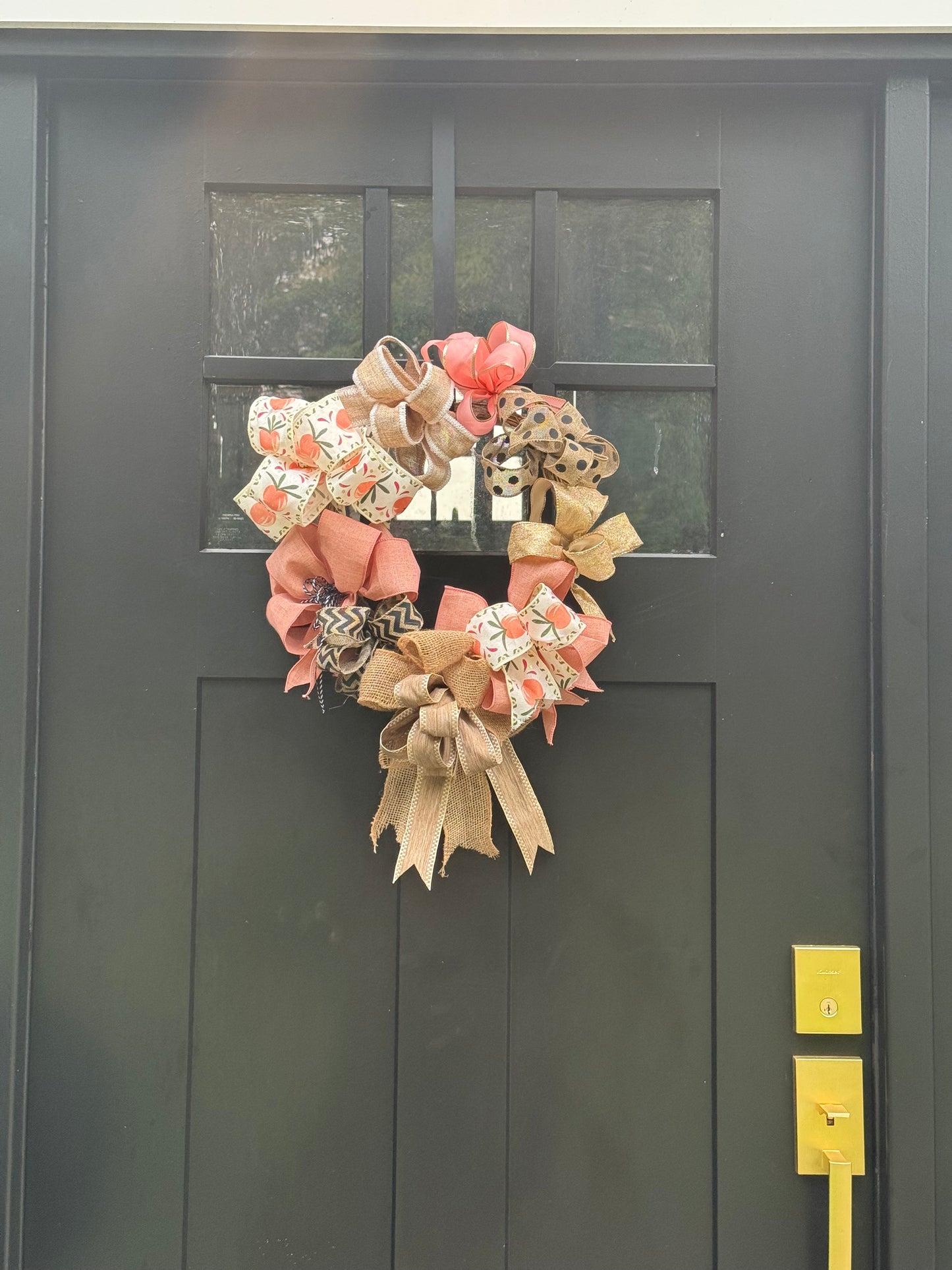 Pink, Peach and Burlap Handmade Bows Wreath - Front Door Farmhouse Wreath - Bows Home Decor, Wall Decor or Door Decor