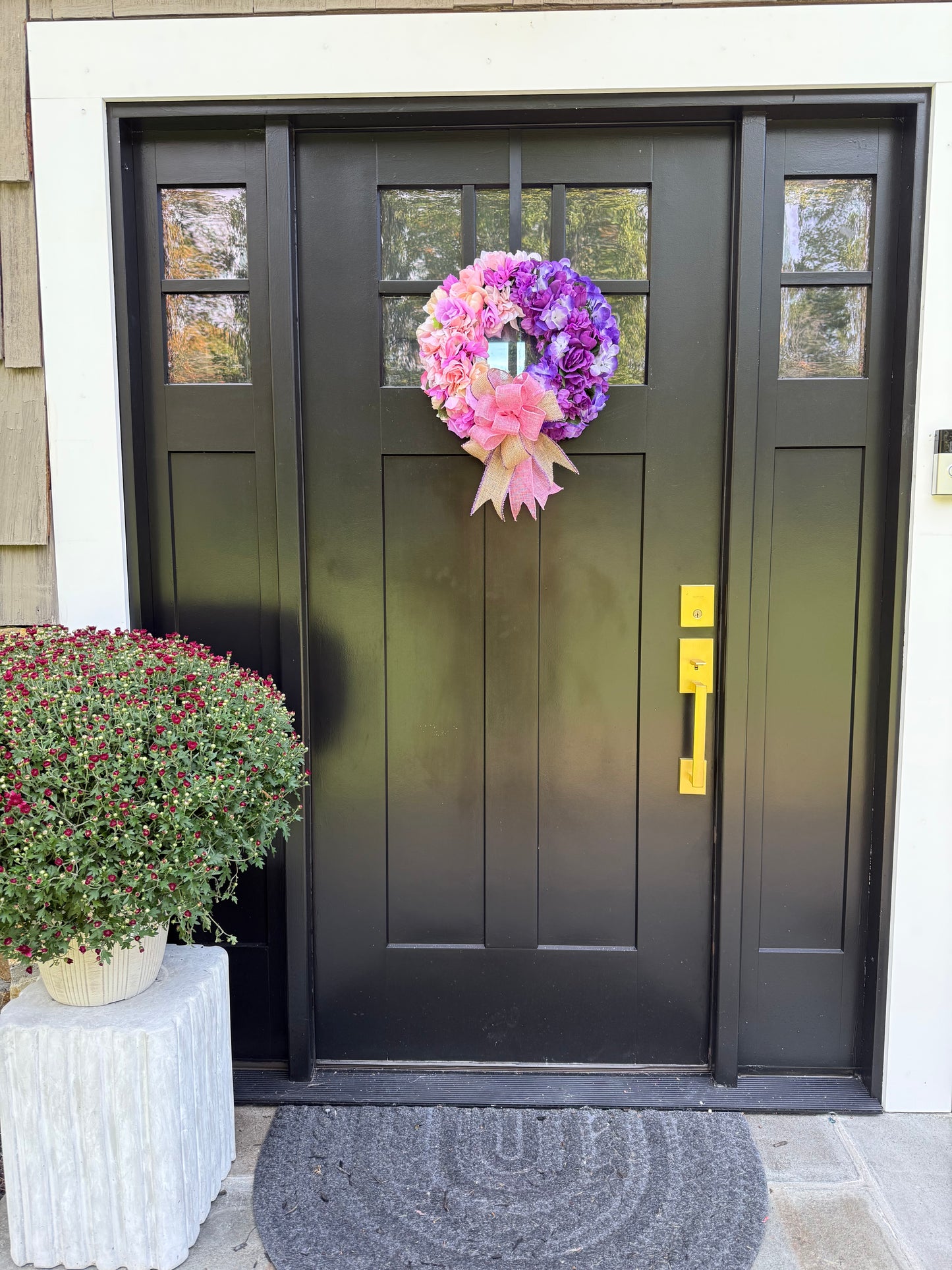 Handmade Floral Door Wreath - Pink, Peach, Purple Roses & Hydrangeas - Summer/Spring Decor - Gift for her - Housewarming gift