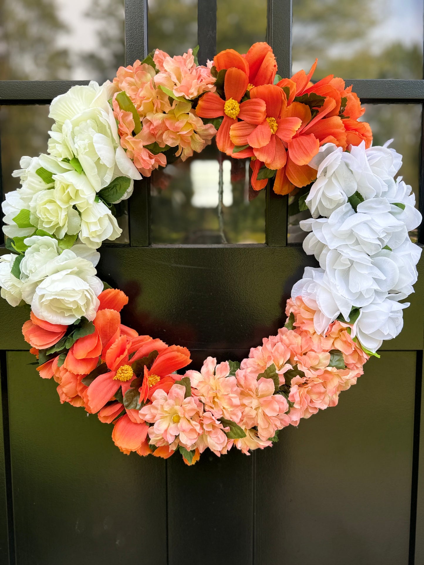 Fall Floral Wreath: Faux Silk Blossoms & Hydrangeas Door Decor
