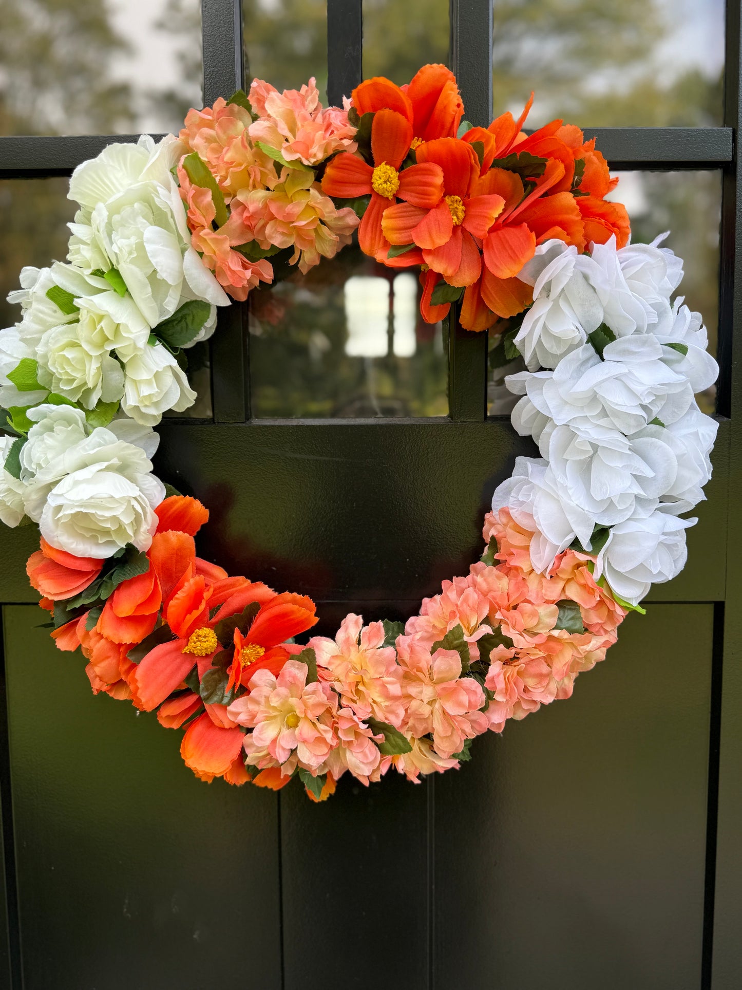 Fall Floral Wreath: Faux Silk Blossoms & Hydrangeas Door Decor