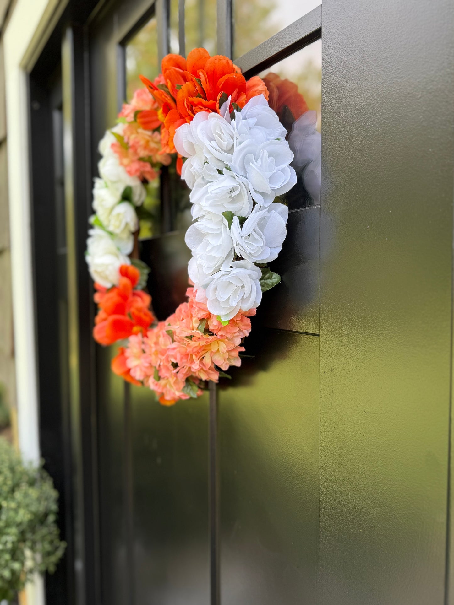 Fall Floral Wreath: Faux Silk Blossoms & Hydrangeas Door Decor