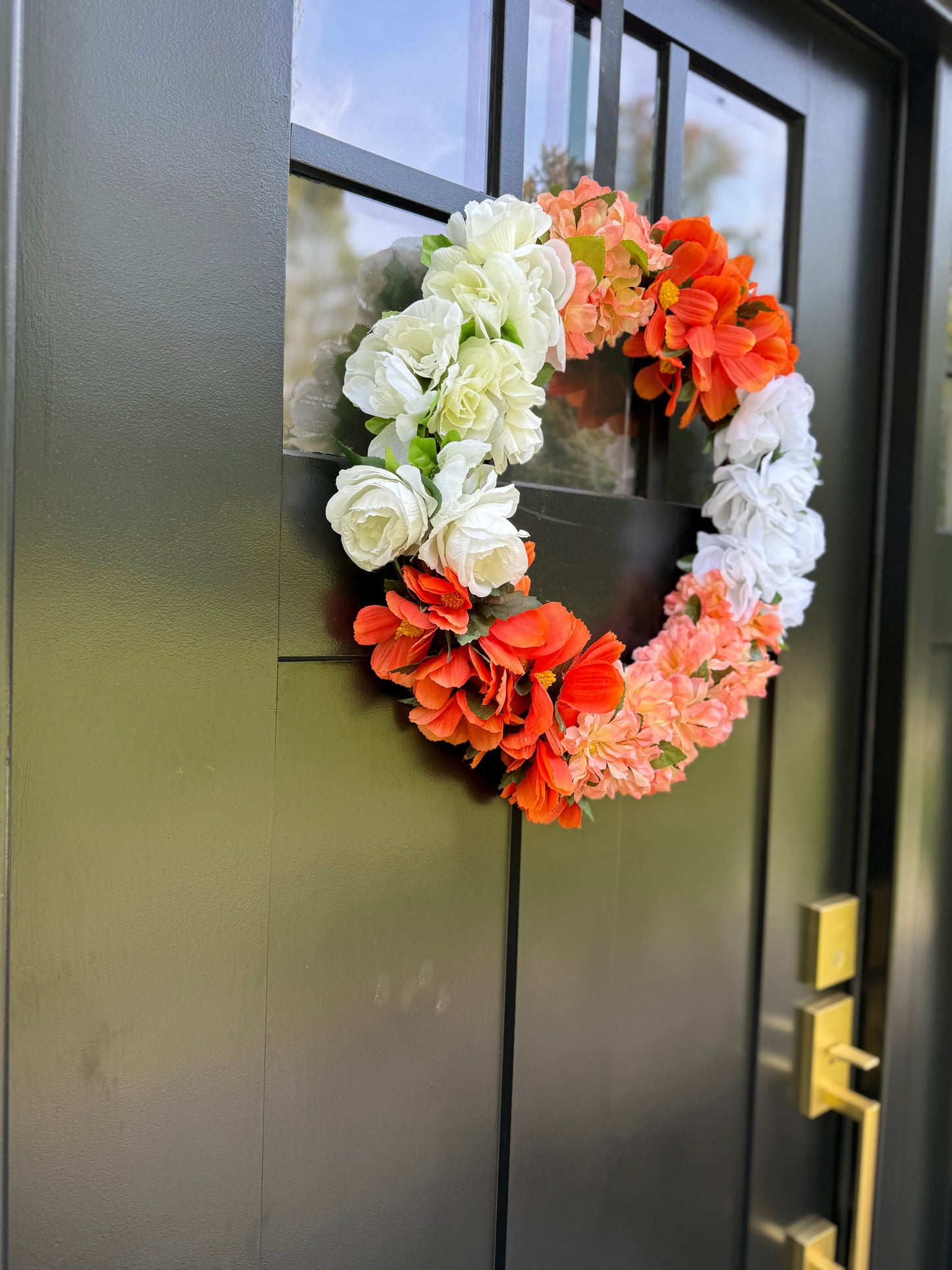 Fall Floral Wreath: Faux Silk Blossoms & Hydrangeas Door Decor