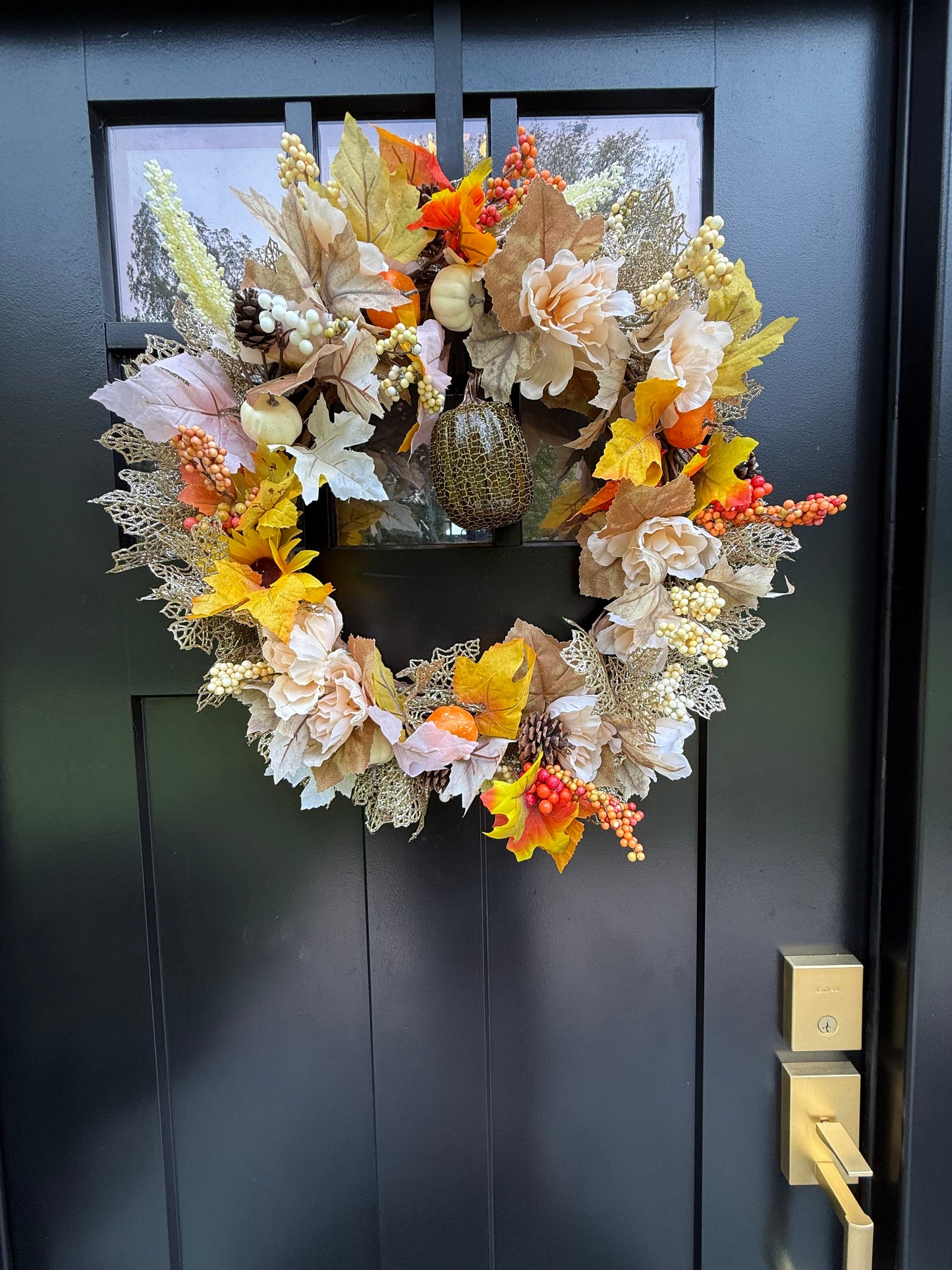 Harvest Autumn Wreath for Front Door or Home and Office Decor - Thanksgiving Front Door Wreath - Fall Decorations
