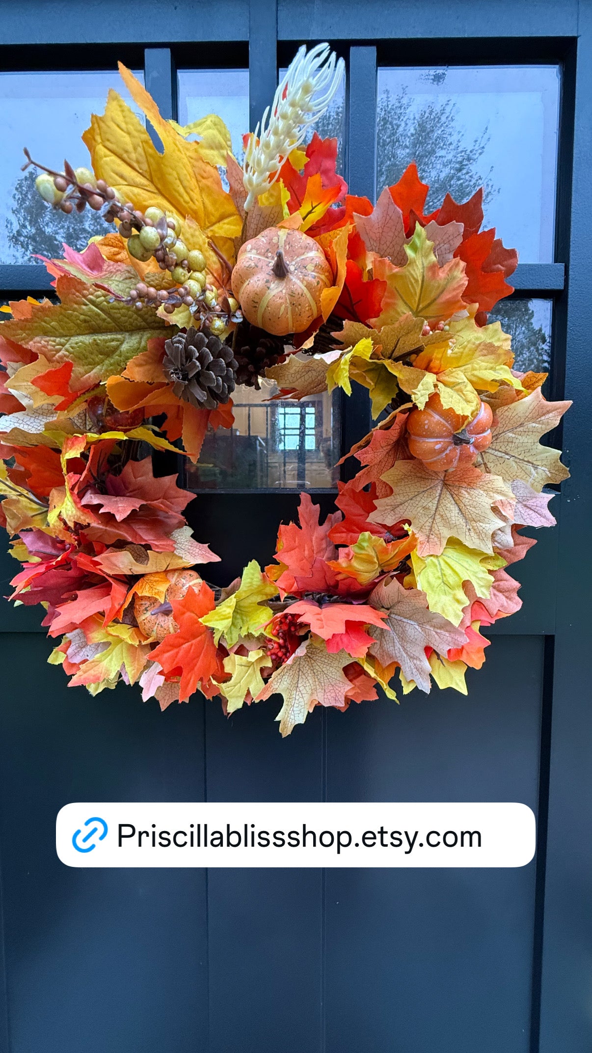 Fall Front Door Wreath - Thanksgiving Door Decor - Fall Home Decorations - Handmade Gifts