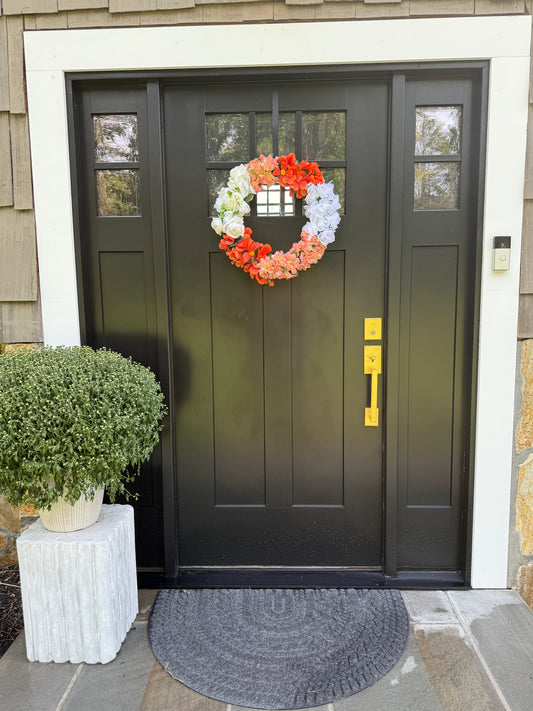 Fall Floral Wreath: Faux Silk Blossoms & Hydrangeas Door Decor