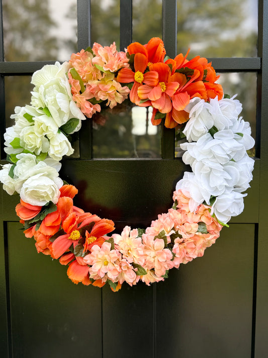 Fall Floral Wreath: Faux Silk Blossoms & Hydrangeas Door Decor