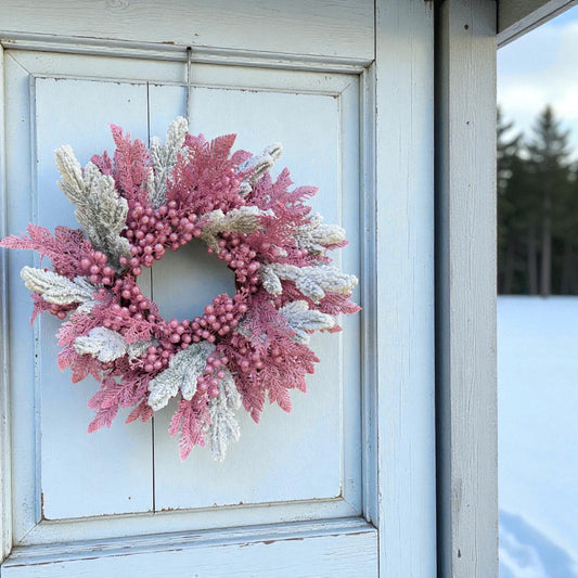 Pink Frost Winter Wreath, Elegant Sparkle Christmas Door Wreath, Blush Holiday Decor, Icy Pink Berry Front Door Wreath, Glam Winter Decor